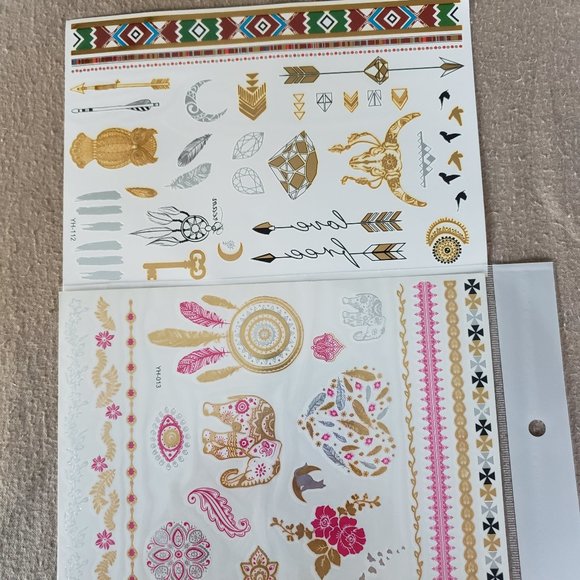3 sheets Golden Silver Temporary Tattoo - Picture 4 of 15